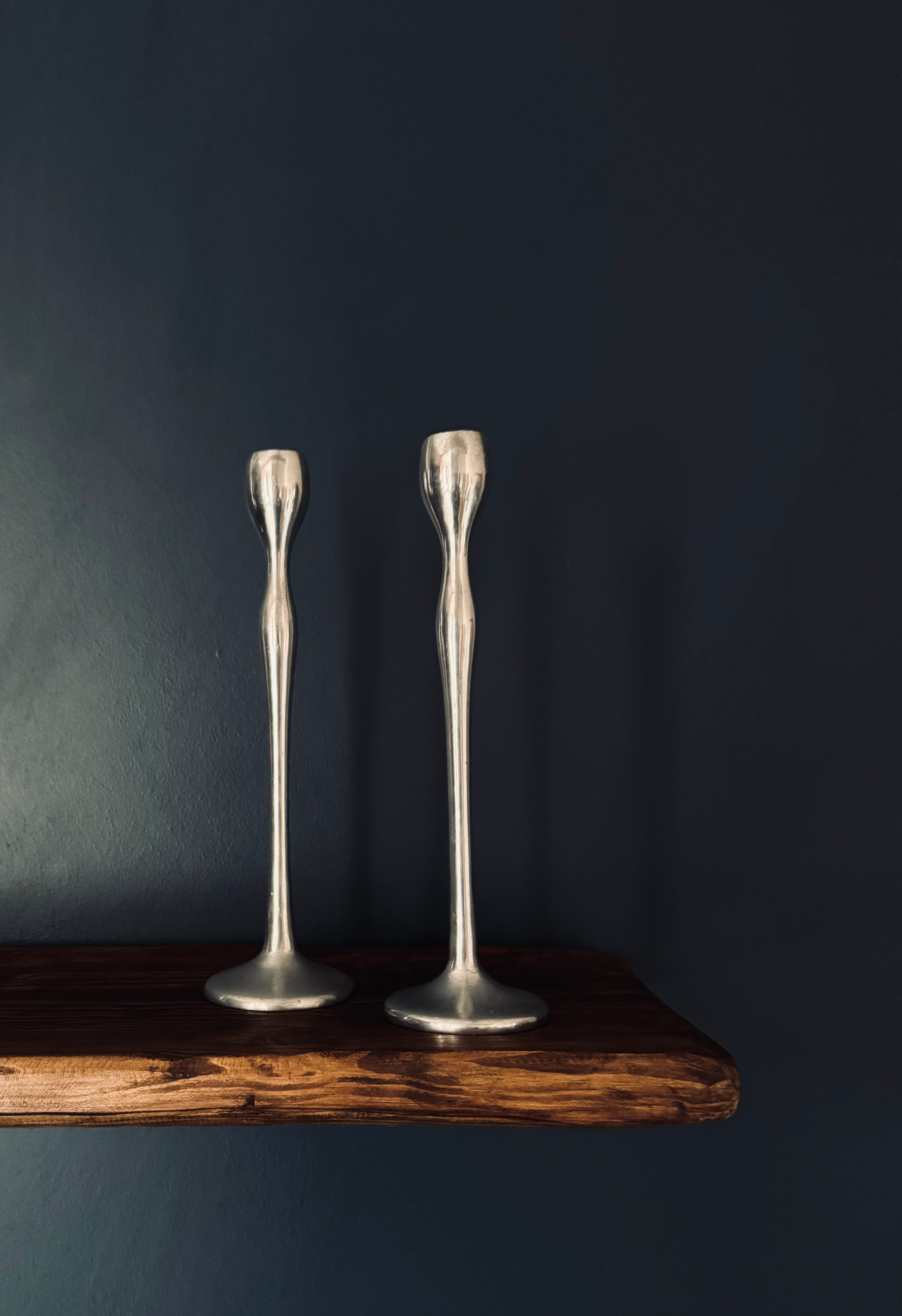 Vintage Tall Aluminium Candle Sticks