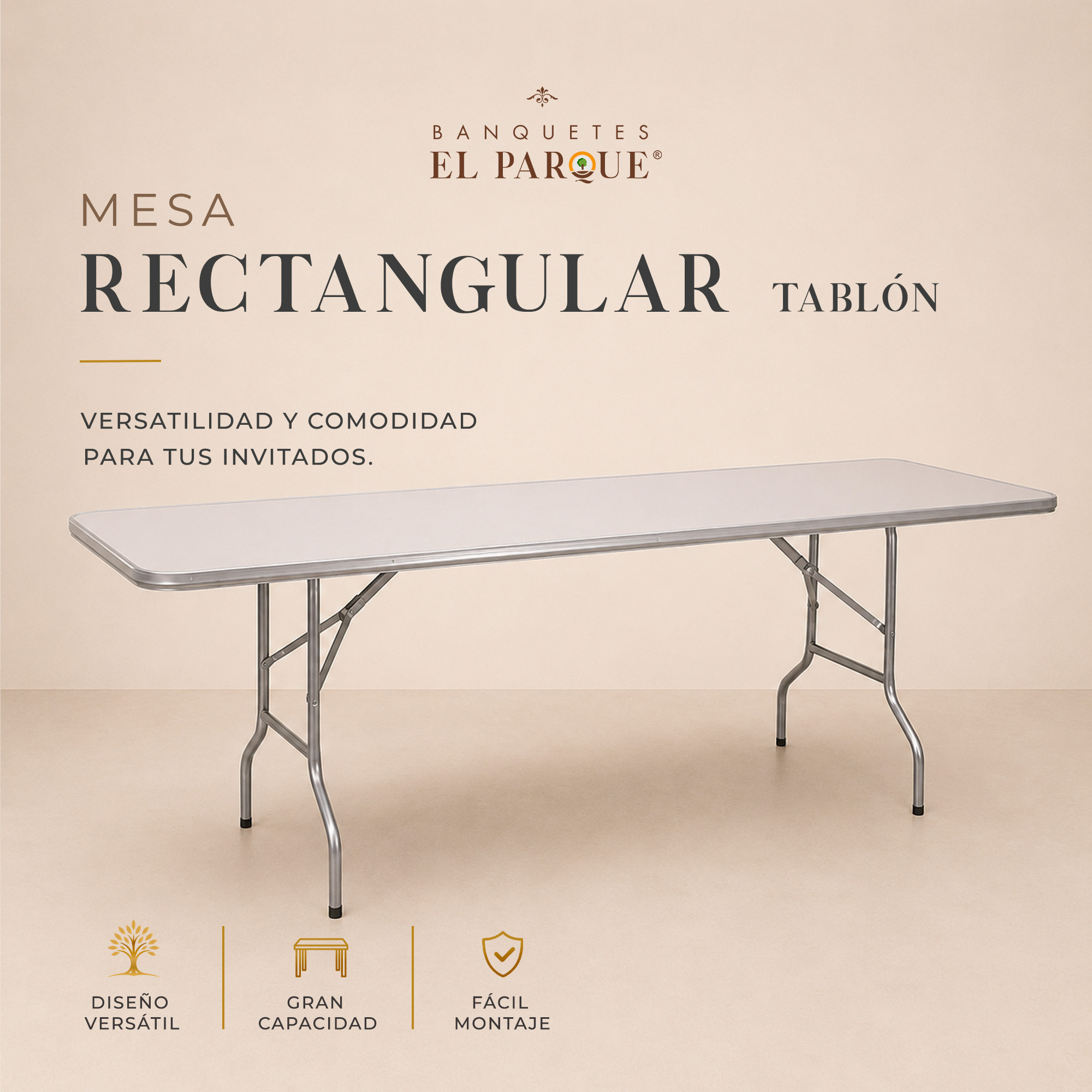 Mesa Rectangular Tipo Tablón