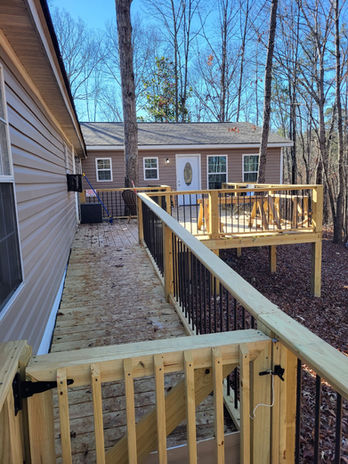 Newly built wooden deck and ramp