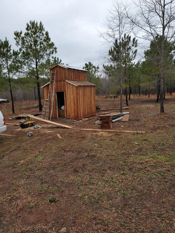 New construction of a wooden shed