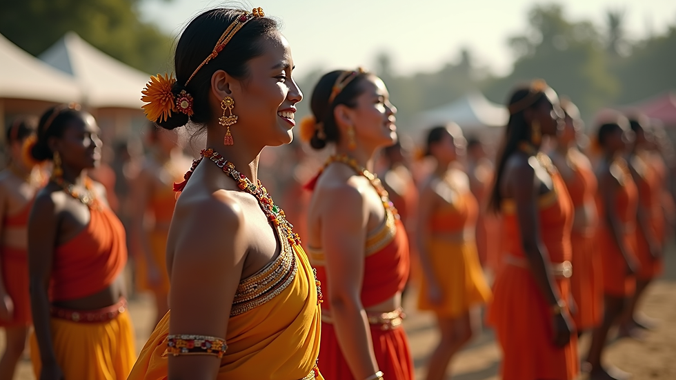 Close-up view of traditional dancers performing at Karaga Cultural Festival