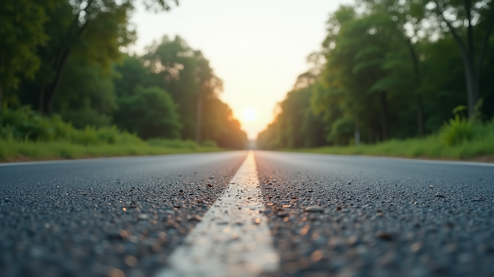 Eye-level view of a newly paved road in Karaga