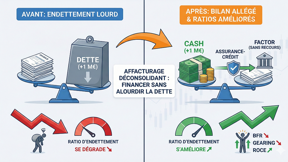 Schéma représentant l'affacturage déconsolidant