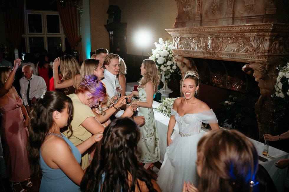 lively wedding party photography