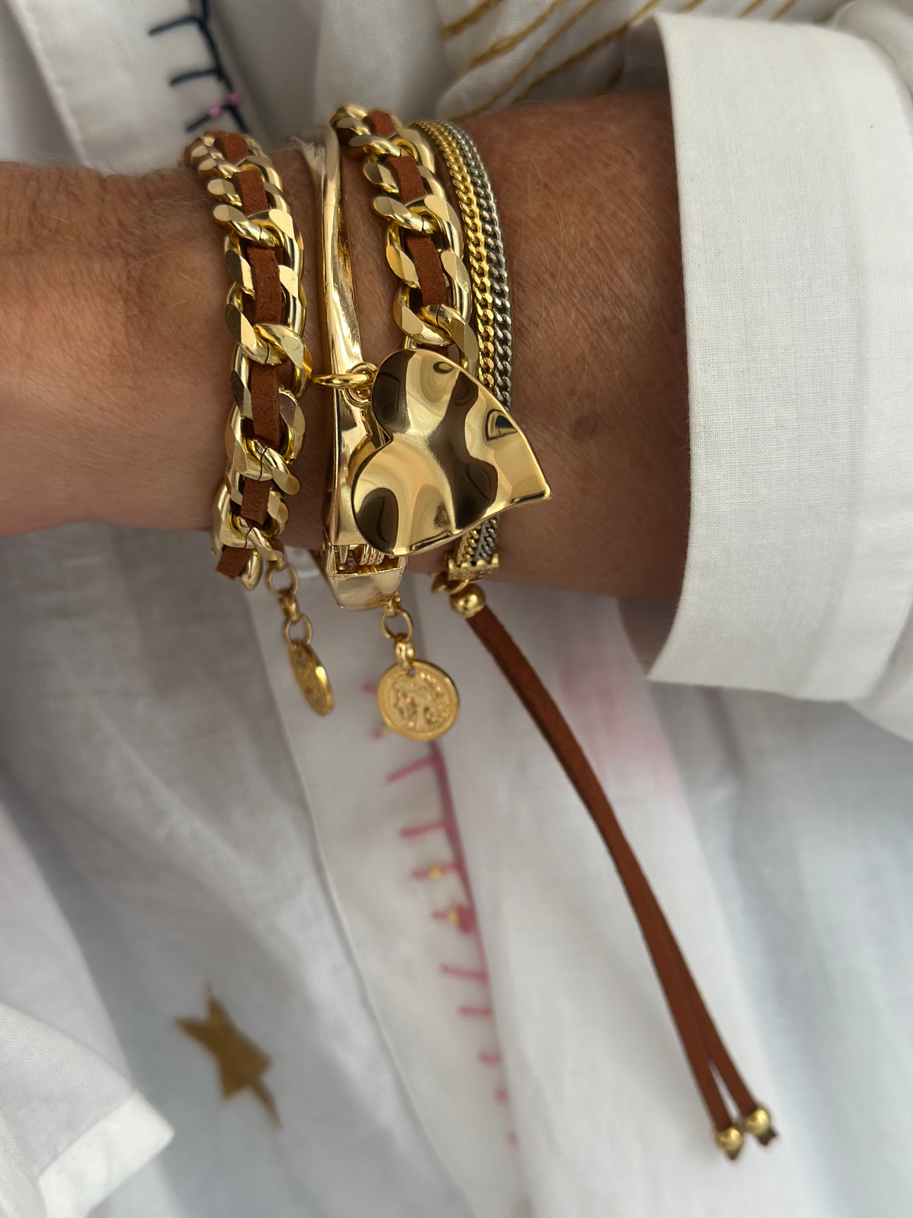 Pulseira Transpasse Marrom regulável 