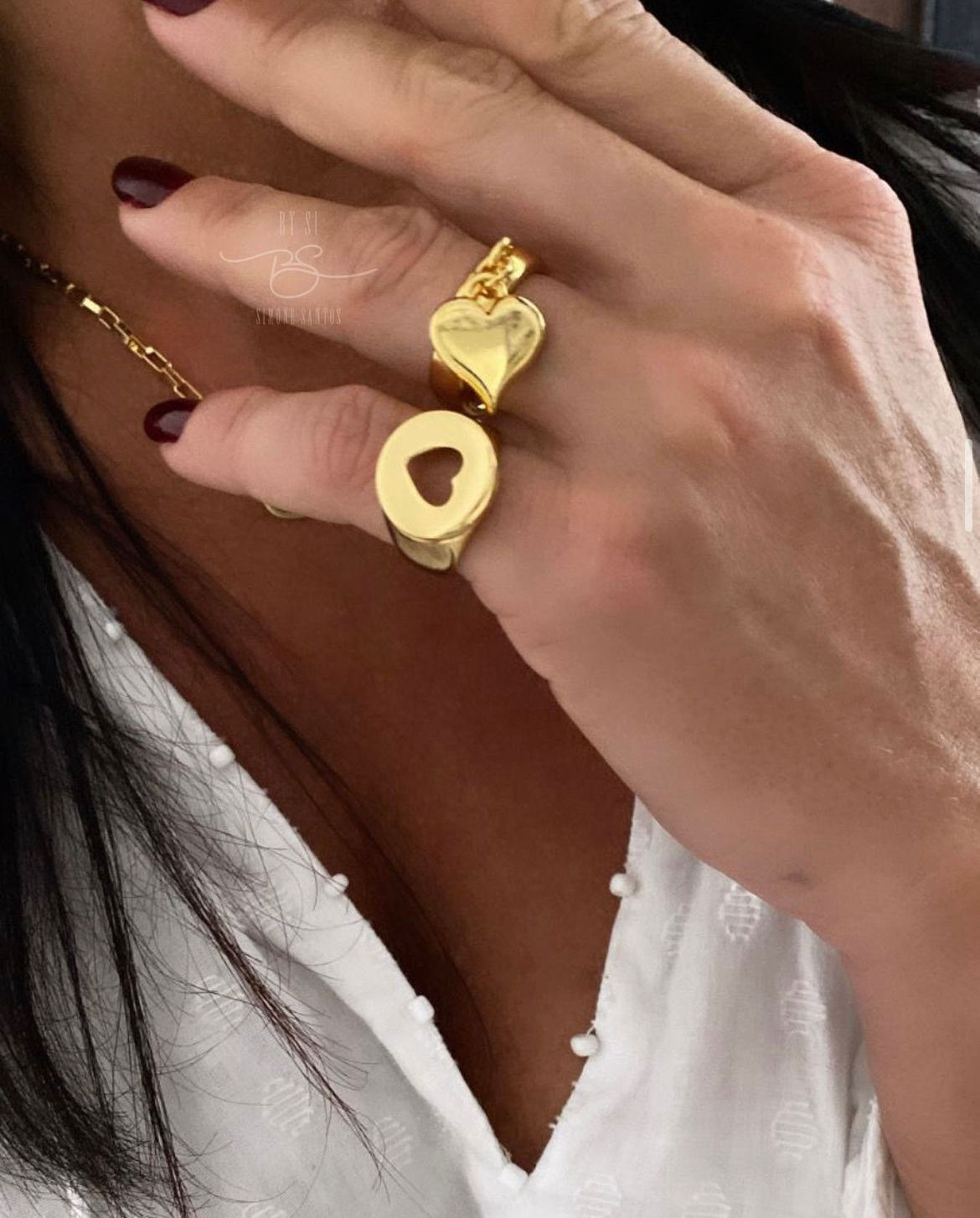 Anel dedinho coração regulável