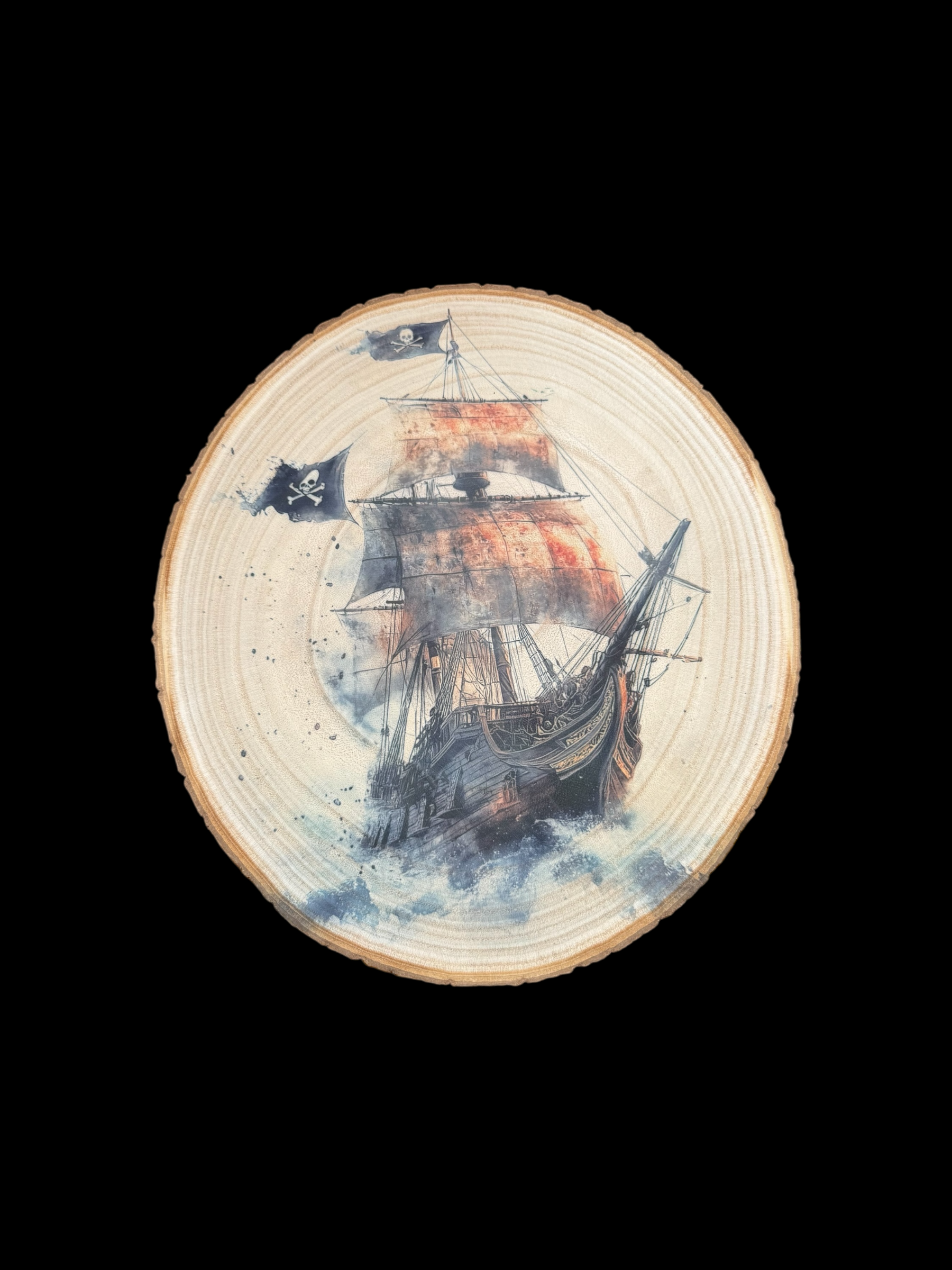 Pirate Ship Wood Slice Wall Decor