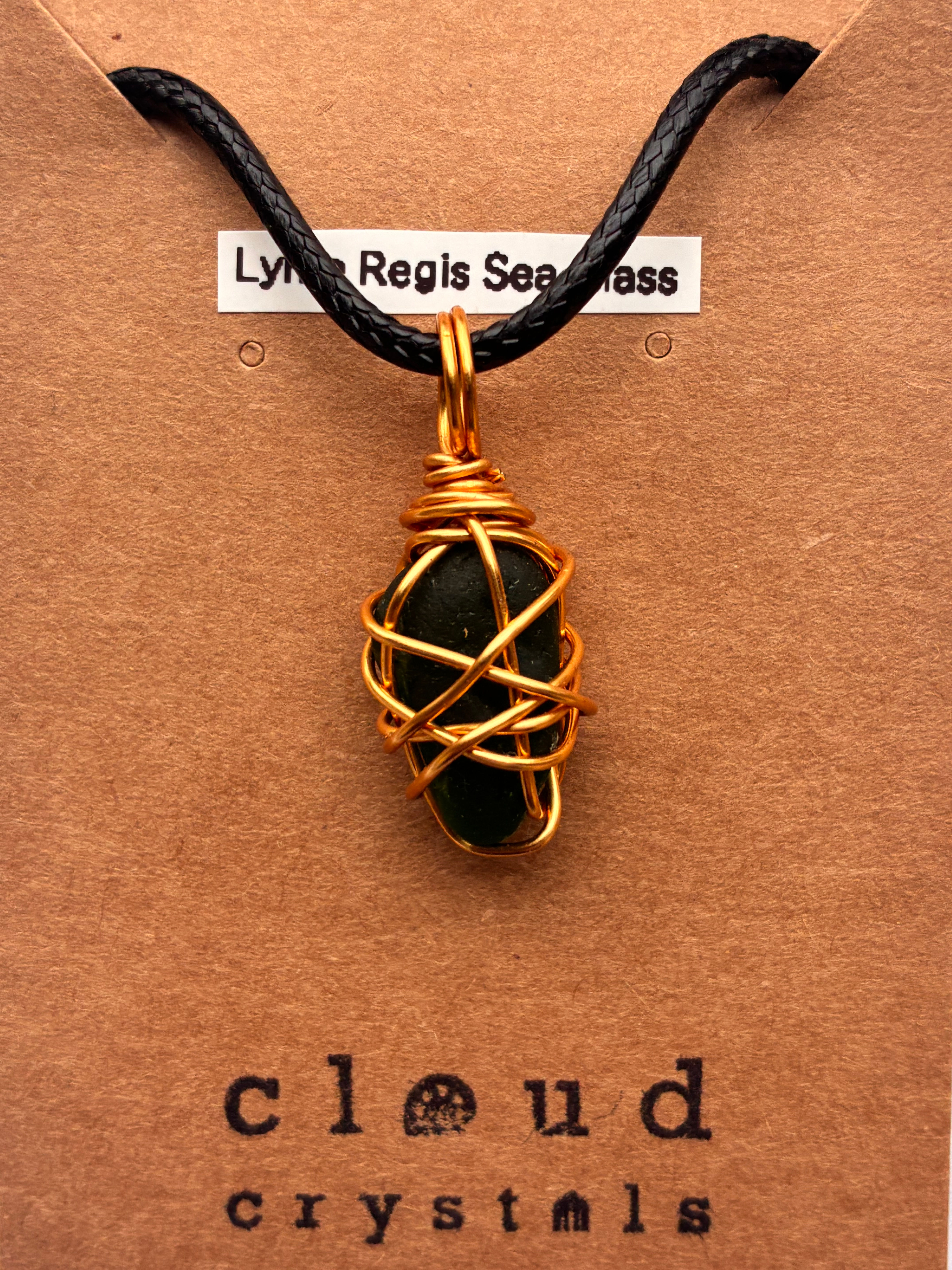 Lyme Regis Sea Glass Necklace Gold Coloured