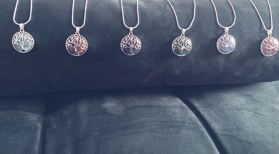 Tree of Life - Sterling Silver Pendant with Crystal Gemstone