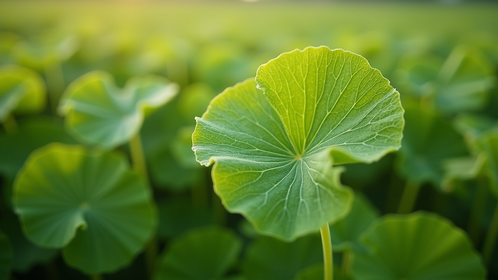 Close-up view of fresh green pennywort leaves in a farm