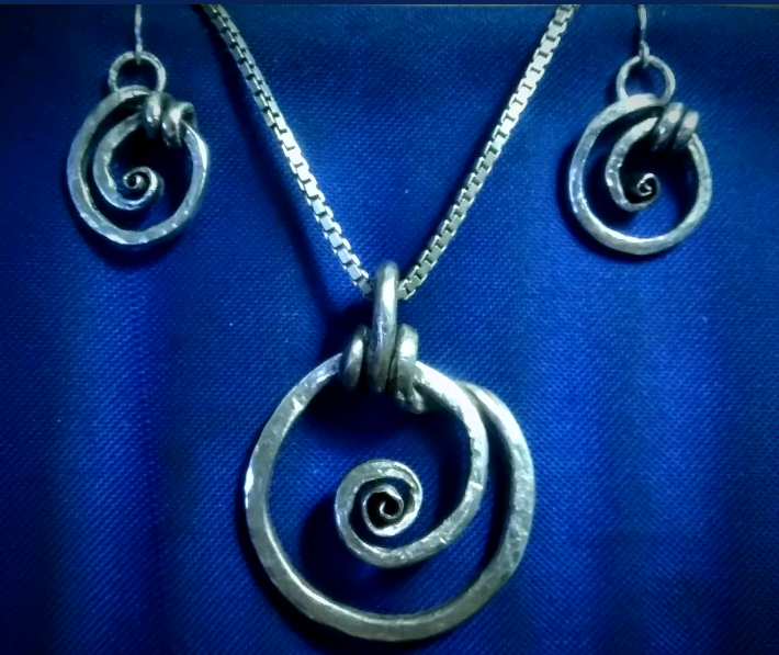 Thumbnail: Circle Spiral into a Scroll -Sterling Silver Pendant 