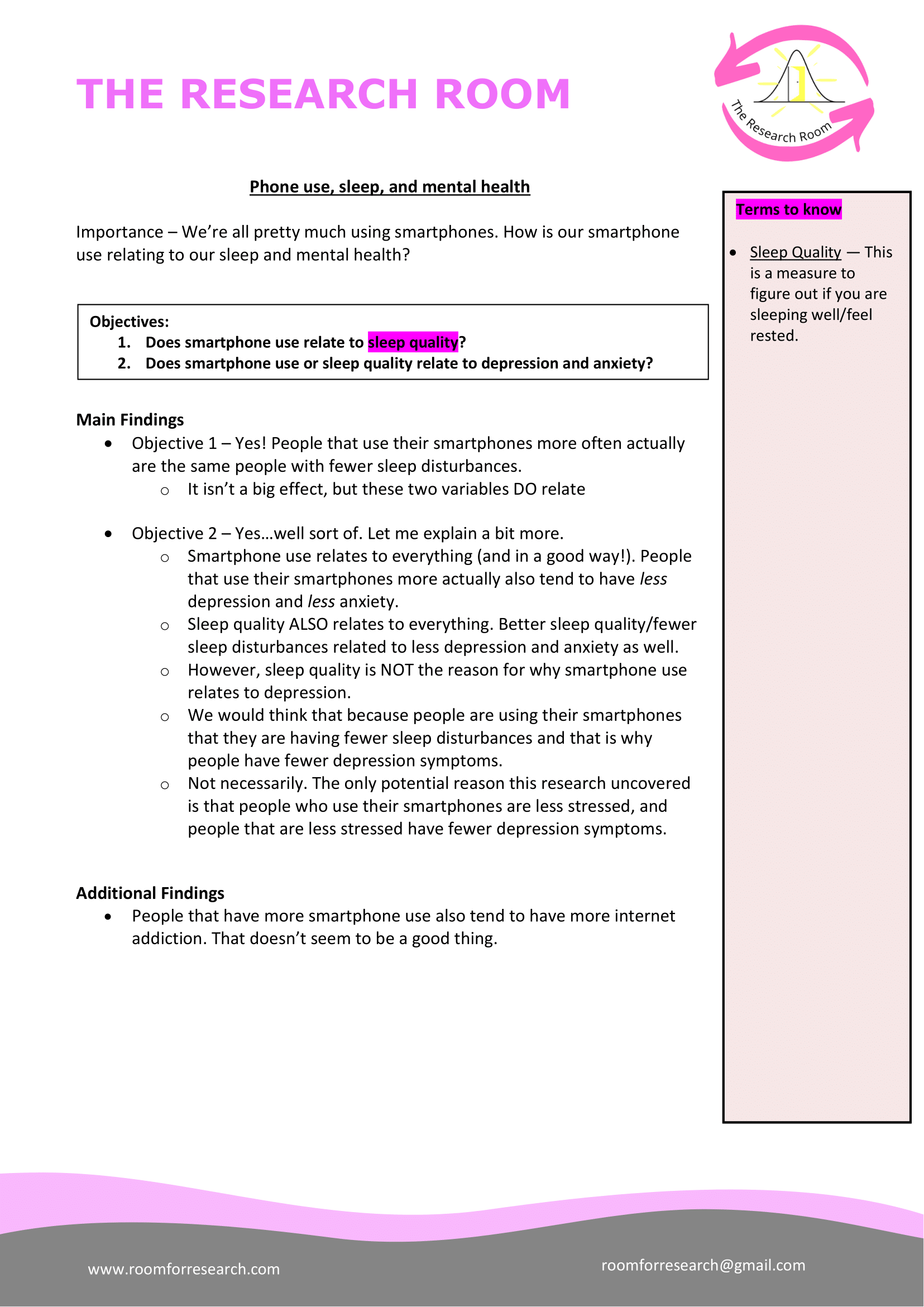 Phone use, sleep, and mental health content media