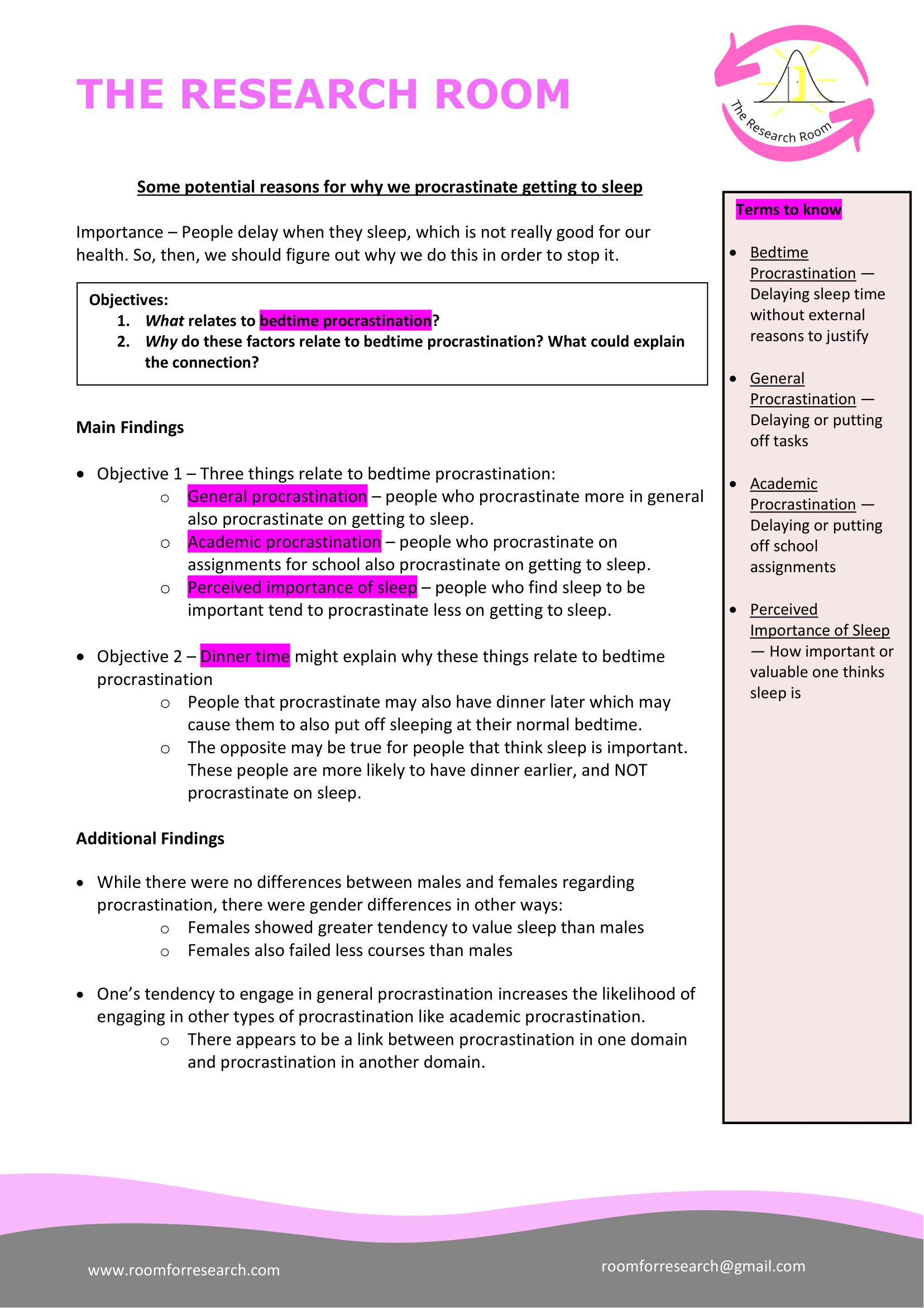 Some potential reasons for why we procrastinate getting to sleep content media