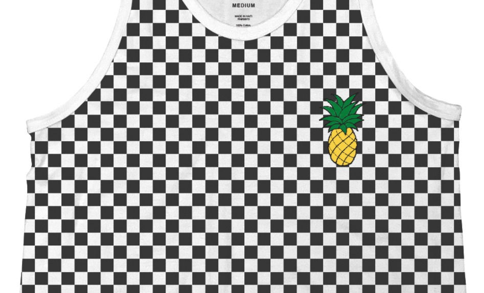 Thumbnail: White Checkered "Pineapple" Embroidery Tank Top