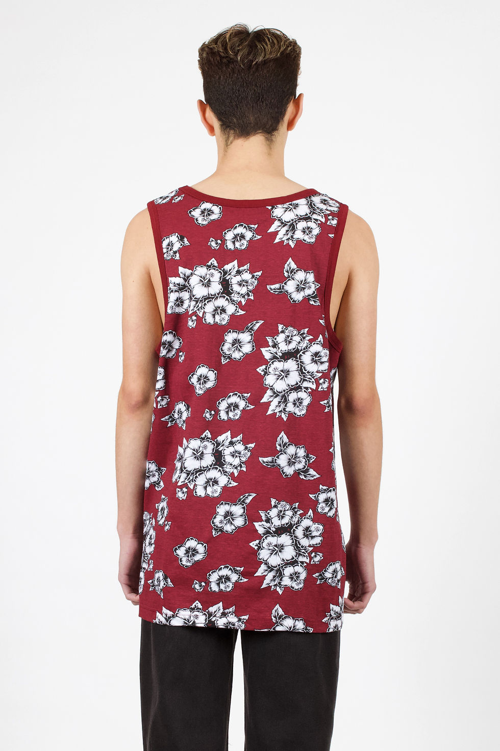Thumbnail: Burgundy "Tropical" All-Over Print Tank Top