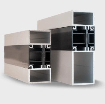 close-up of aluminum thermally broken framing system profiles