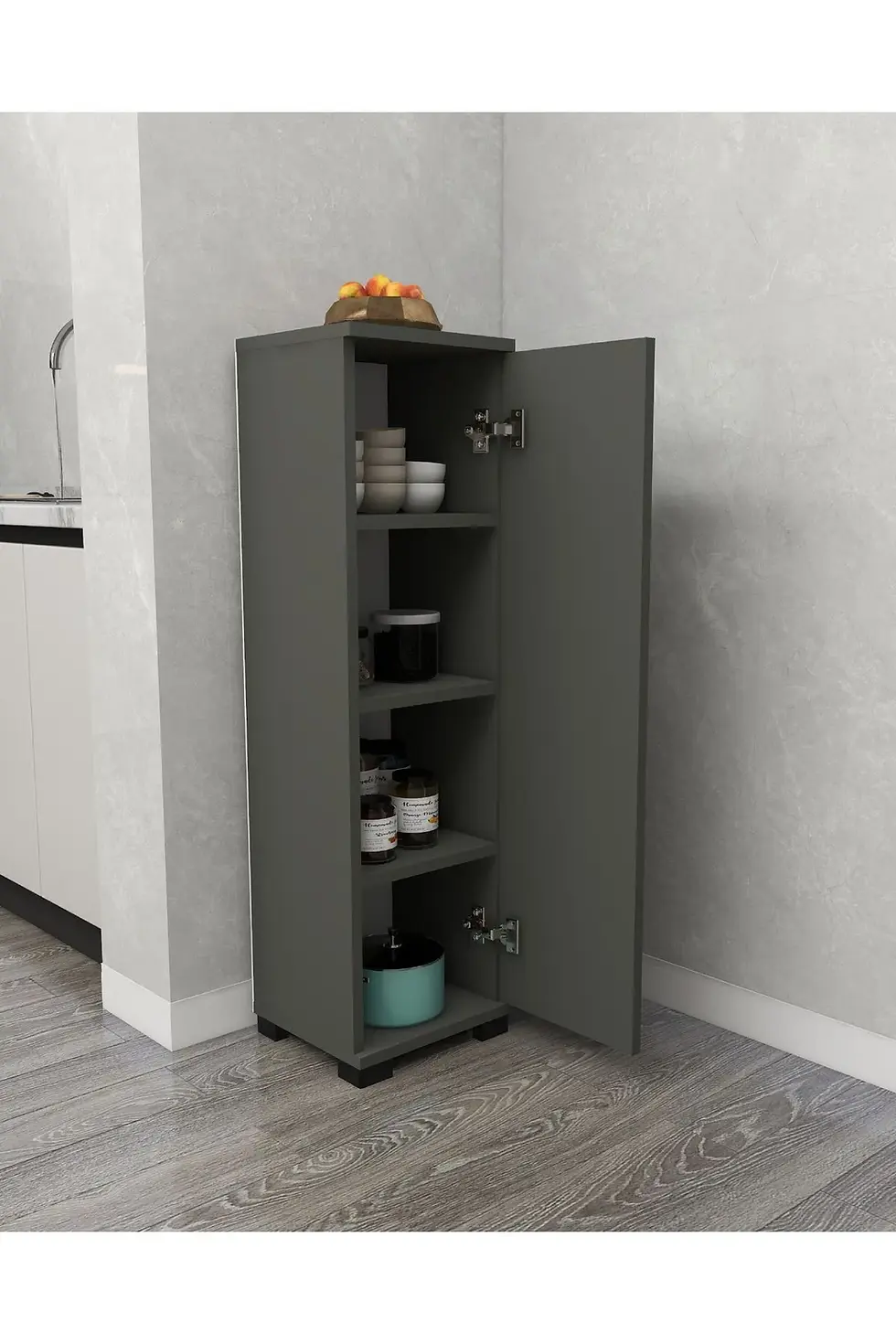 Küçük resim: Çok Amaçlı Tek Kapaklı Mini Dolap Erzak Dolabı Banyo Dolabı