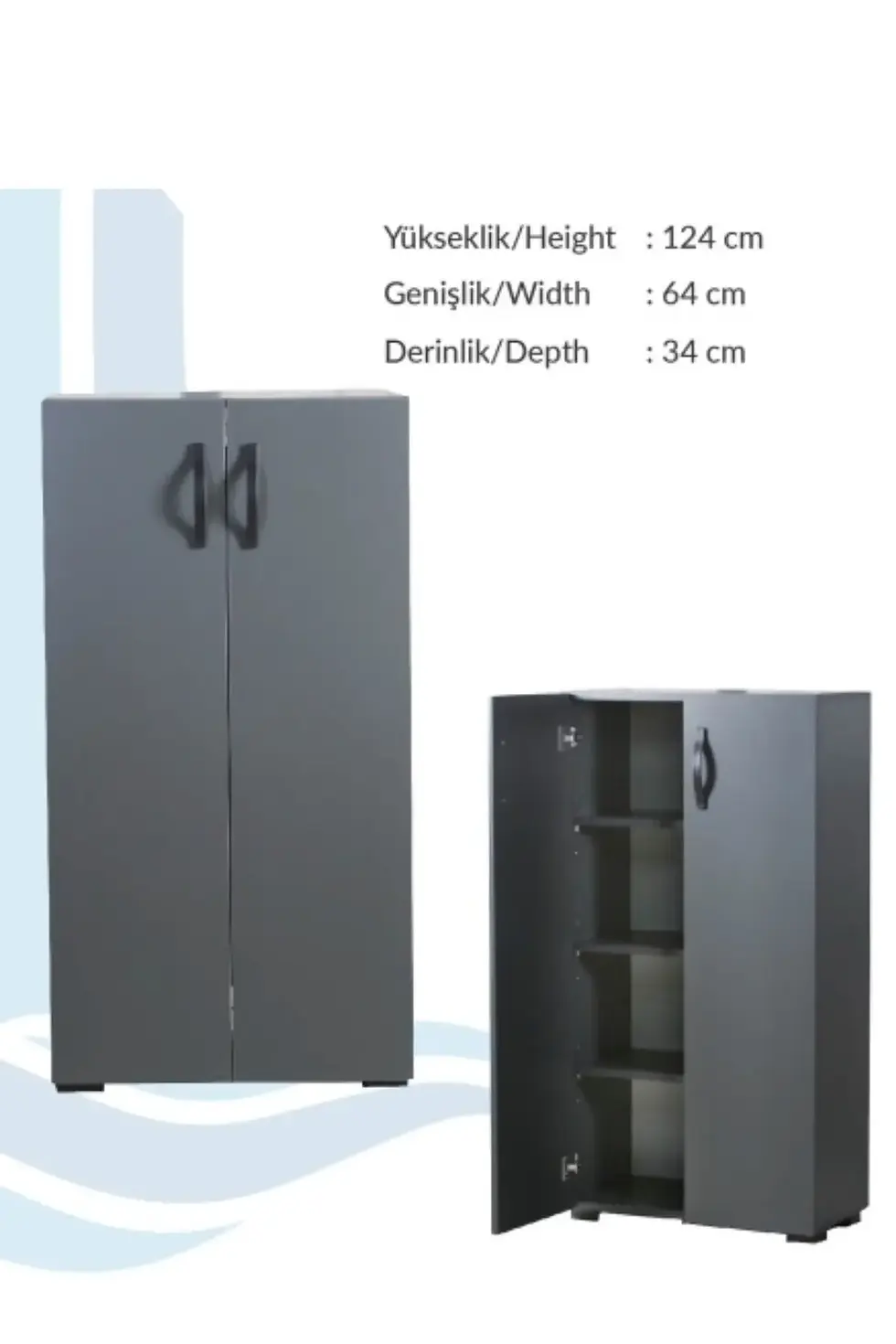 Küçük resim: Çok Amaçlı 2 Kapaklı Mutfak Dolap 4 Gözlü