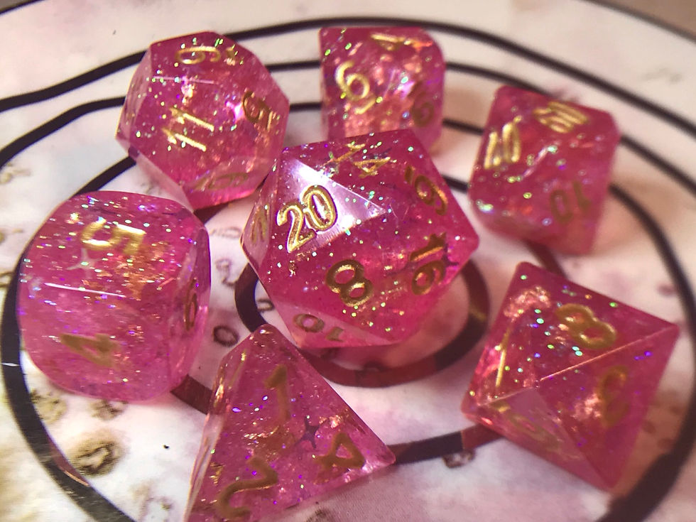 Hot Pink and Gold (wStarbursts) - 7pc dice set