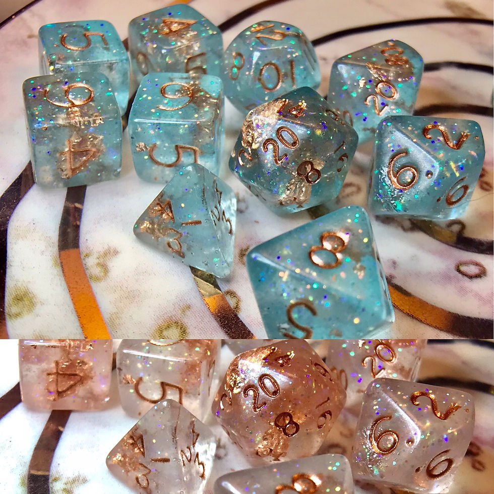 Thermal Teal and copper- Mini 10pc Dice Set