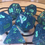 サムネイル： Sparkly blue iridescent starbursts - 7pc dice set