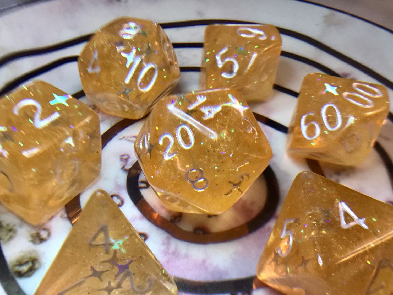 Juicy Orange starbursts - 7pc Dice Set