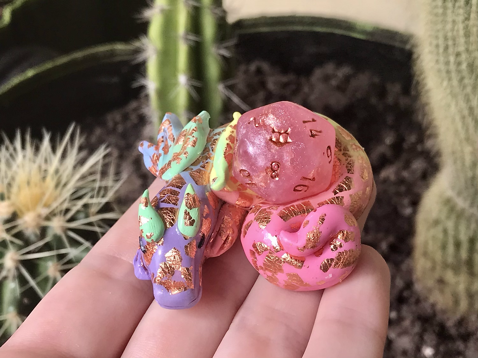 Rainbow and Copper- Sleepy Dice Dragon