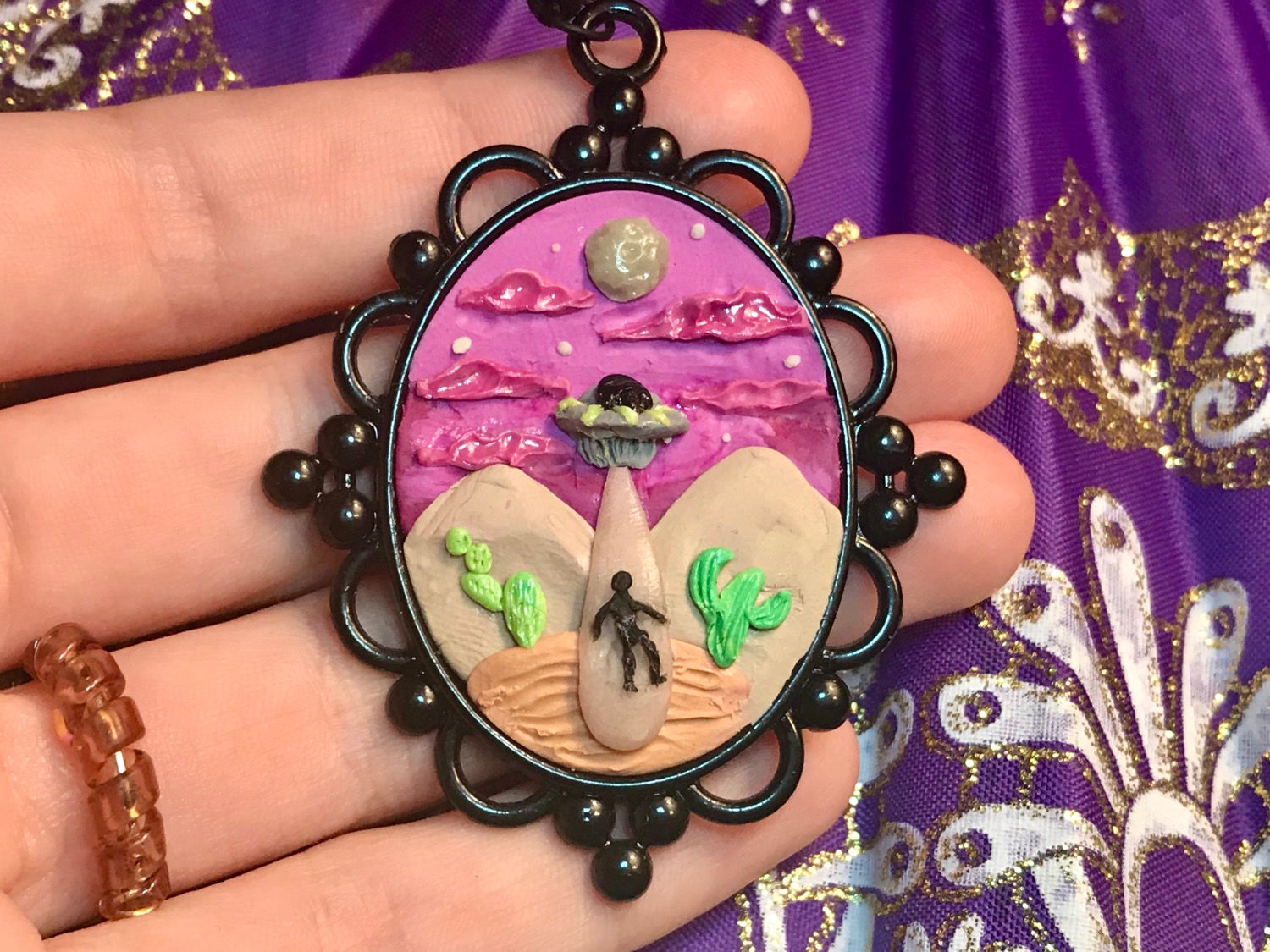 UFO Alien Abduction Pendant Necklace