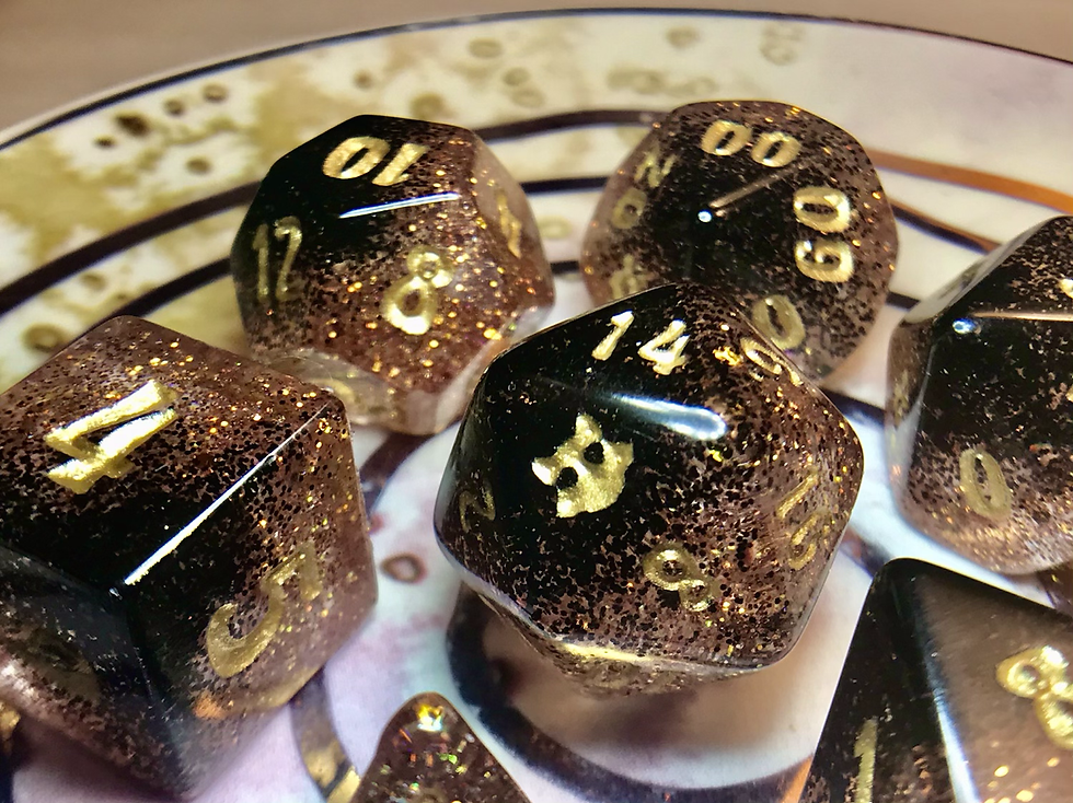 Orange/Black Bats 7pc dice set