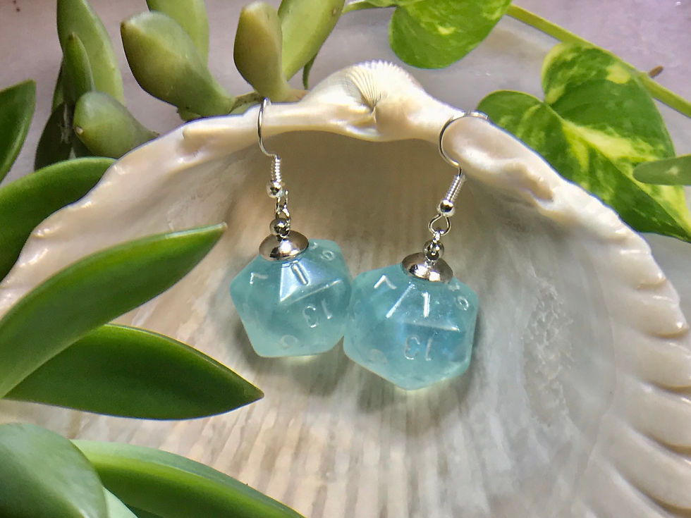 Aquamarine- Handmade Dice Earrings