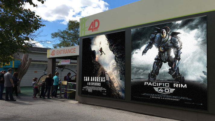 San Andreas 4D Experience and Pacific Rim 4D marquees