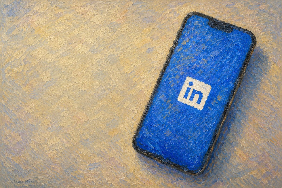 Image of a smartphone with the LinkedIn app on it.