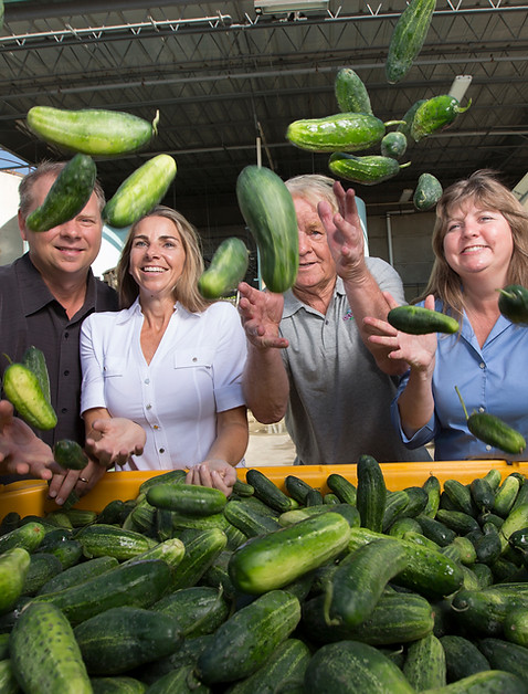 Kruger Family throwing Cucumbers