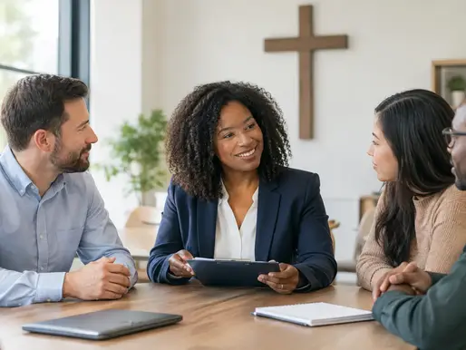 HR consultant reviewing faith based organization HR policies with church and nonprofit leaders