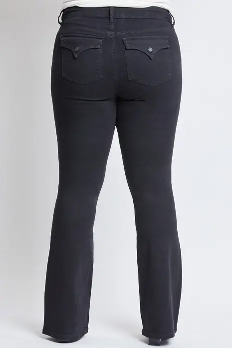 Thumbnail: Plus Size Black Mid Rise Boot Cut Denim Jean