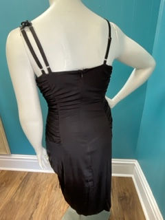 Thumbnail: Black Stretch Lace Up Dress