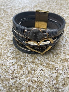 Thumbnail: Boho Leather Wrap Magnetic Bracelet