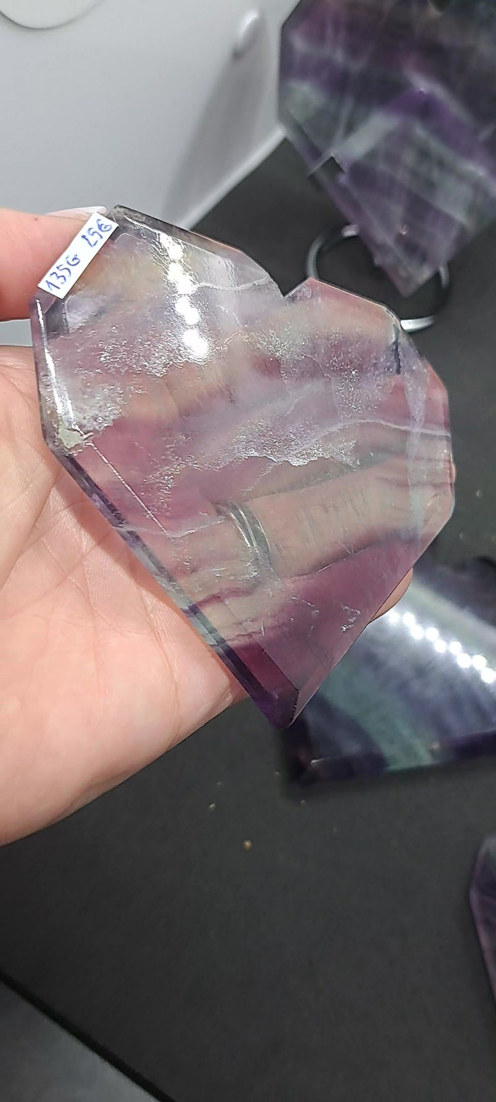 Miniature : Coeur "diamant" Fluorite Candy AA