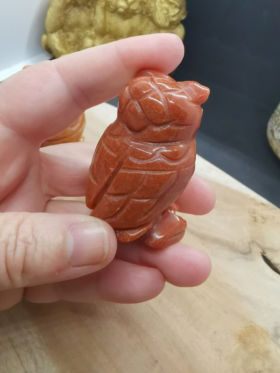 Miniature : Chouette  50mm Aventurine orange A