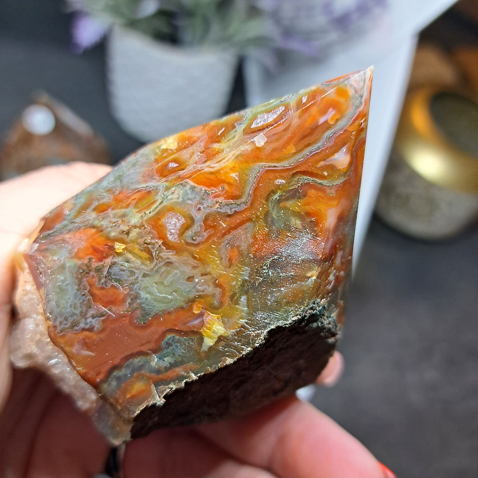 Miniature : Prismes semi-poli en Agate Mousse (rouge)