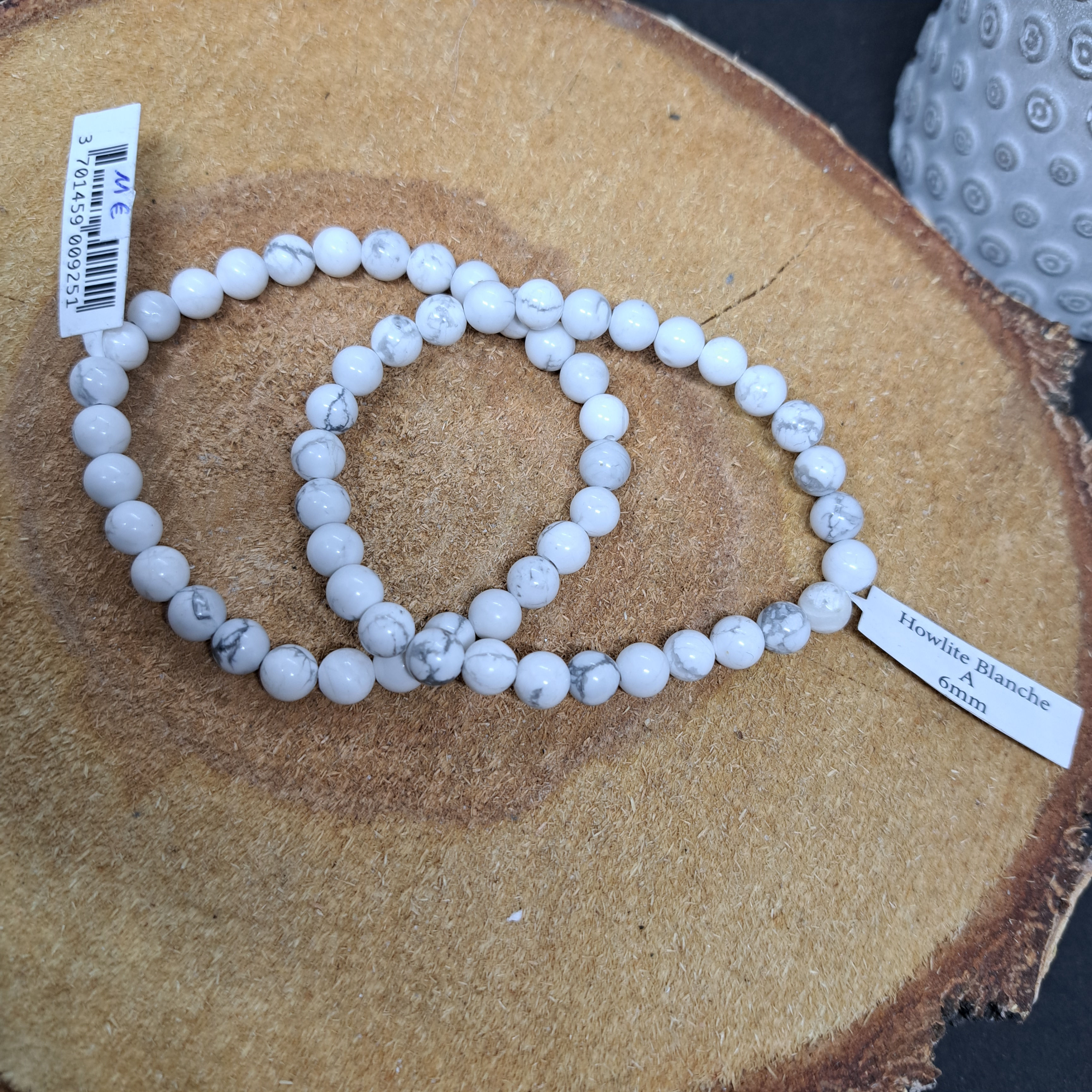 Bracelet 6 mm Howlite Blanche A
