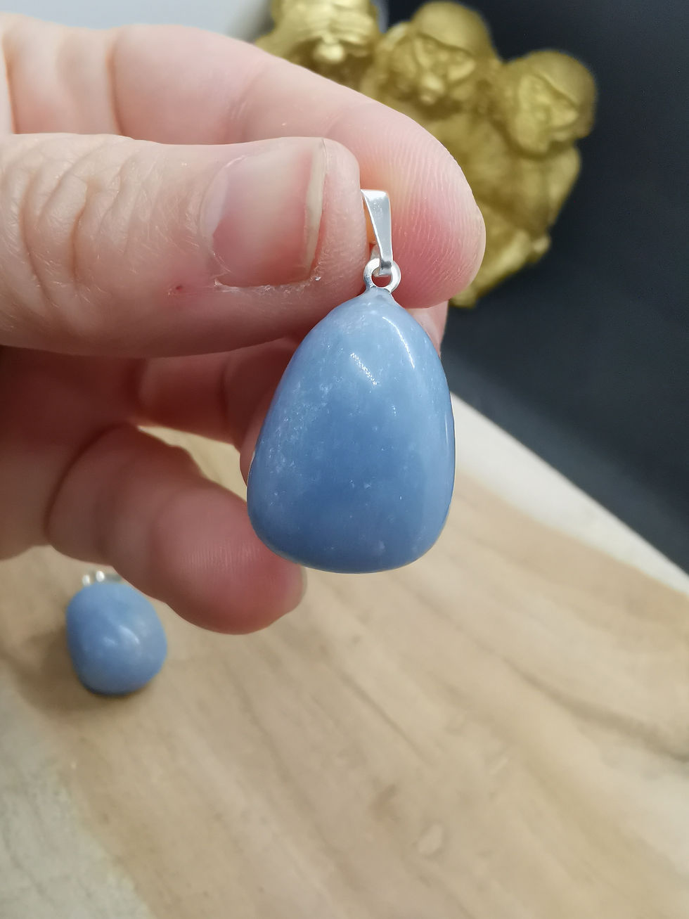 Miniature : Pendentifs pierre roulée en Angélite A