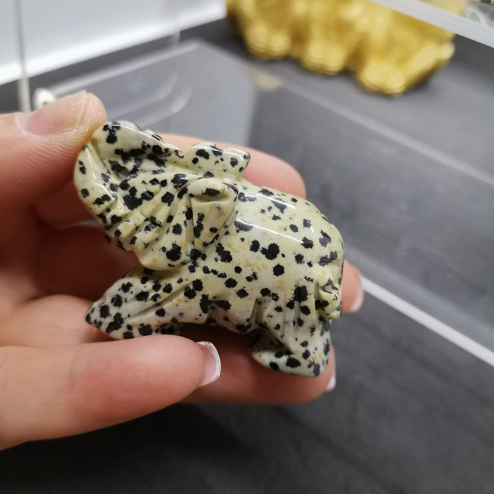 Miniature : Eléphant 50mm Jaspe Dalmatien A