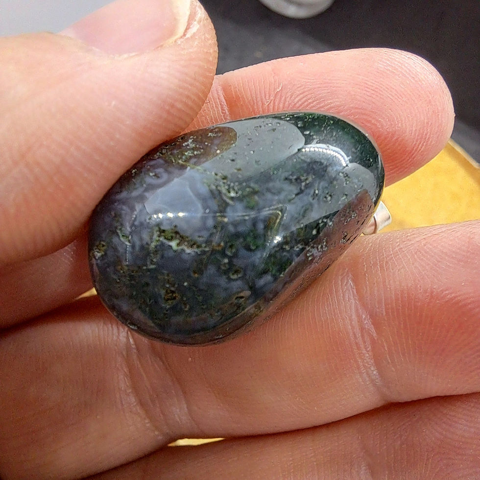 Miniature : Pendentifs pierre roulée Agate Mousse A