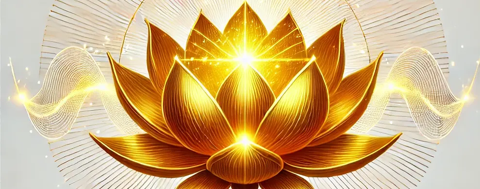 DALL·E 2024-12-29 22.35.45 - A golden lotus flower emitting radiant golden energy. The lot