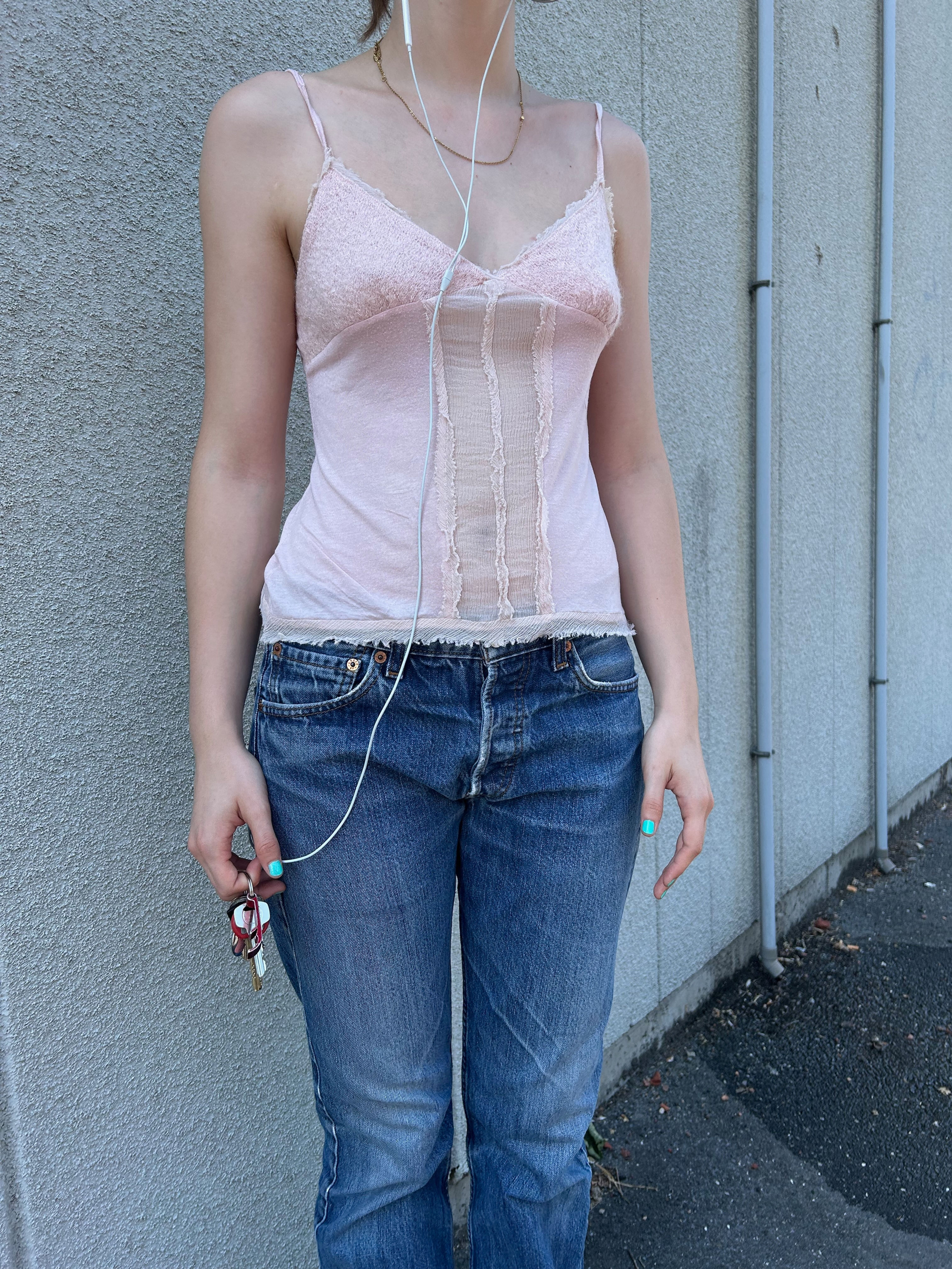 Top à bretelles rose