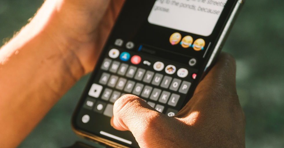 typing message out on phone