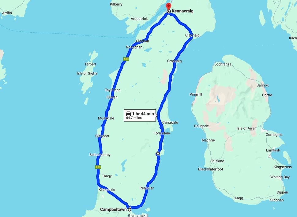 Kintyre 66 road trip route