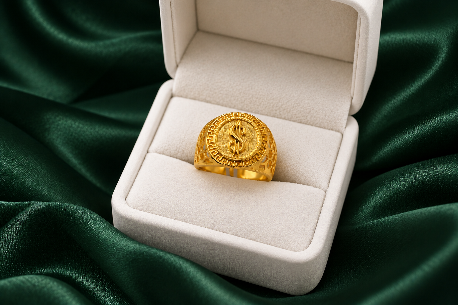 Men’s Gold Plated Dollar Sign Ring