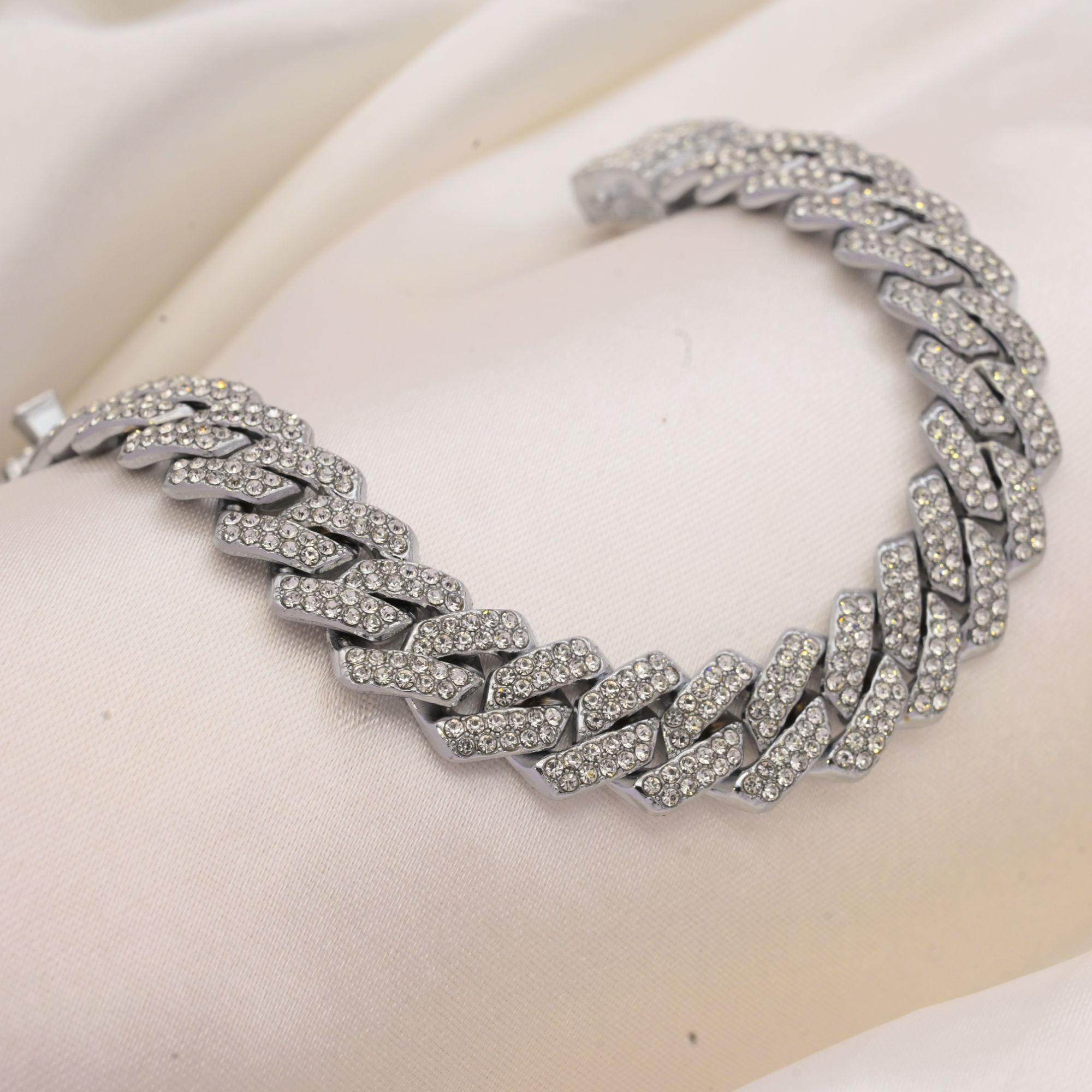 Diamond Shine Silver Cuban Link Bracelet